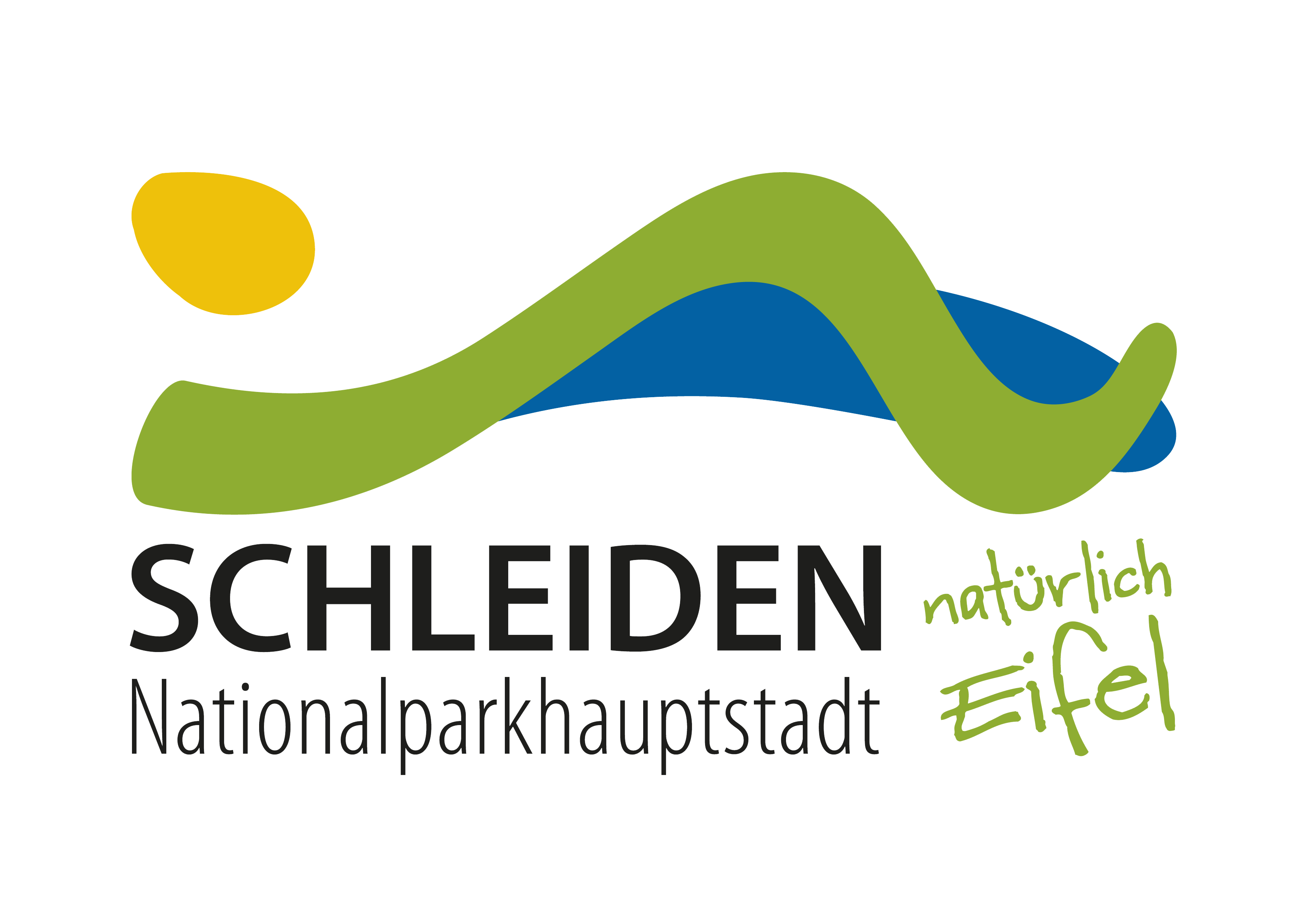 Logo der Nationalparkhauptstadt Schleiden mit stilisierter Eifellandschaft.